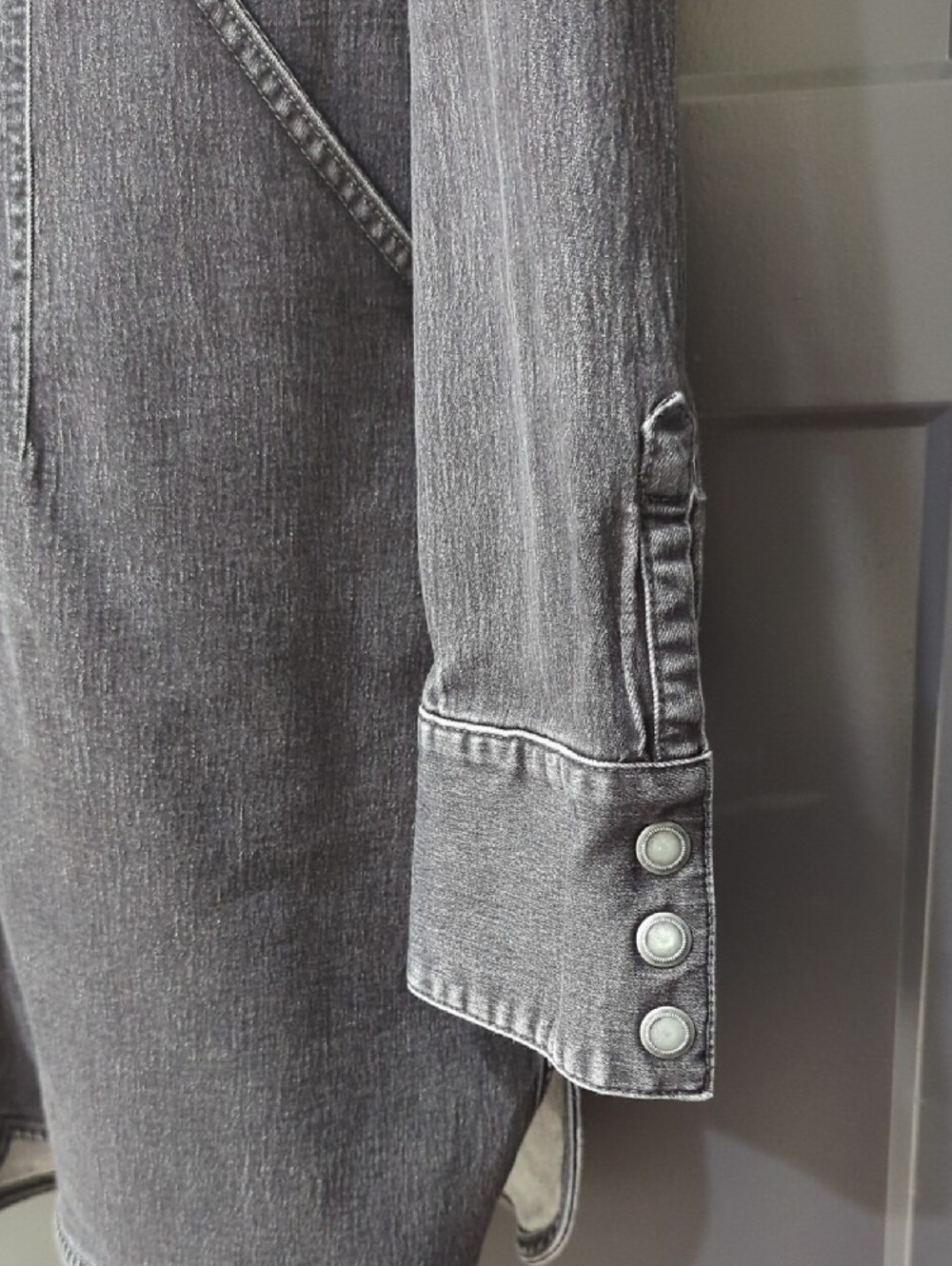 Free People Washed Black Denim Dress Long Shirt Jacket - Picture 3 of 7